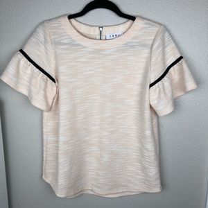 THML Cream Top Ruffled Short Sleeve M